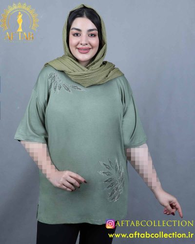 تیشرت نگین خوشه ای رنگی سایزبزرگ