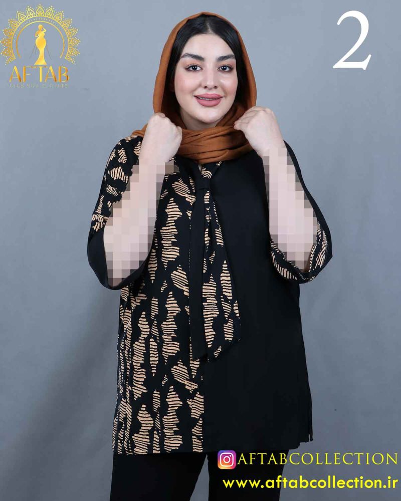 شومیز الیزا کراواتی طرحدار سایزبزرگ