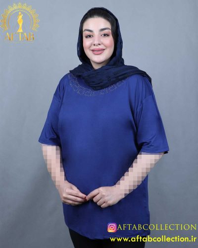 تیشرت یقه نگین سایزبزرگ