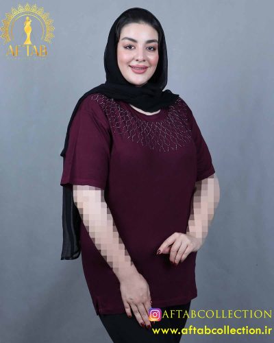 تیشرت نگین آبشاری لوزی سایزبزرگ