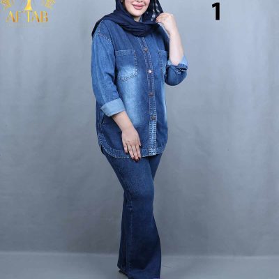 مانتو جین جیب فیلتو سایزبزرگ