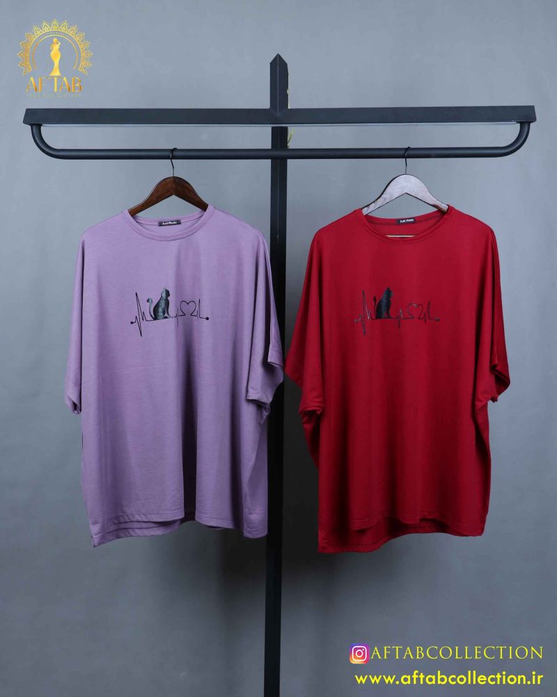 تیشرت کیمونو چاپی سایزبزرگ یاسی