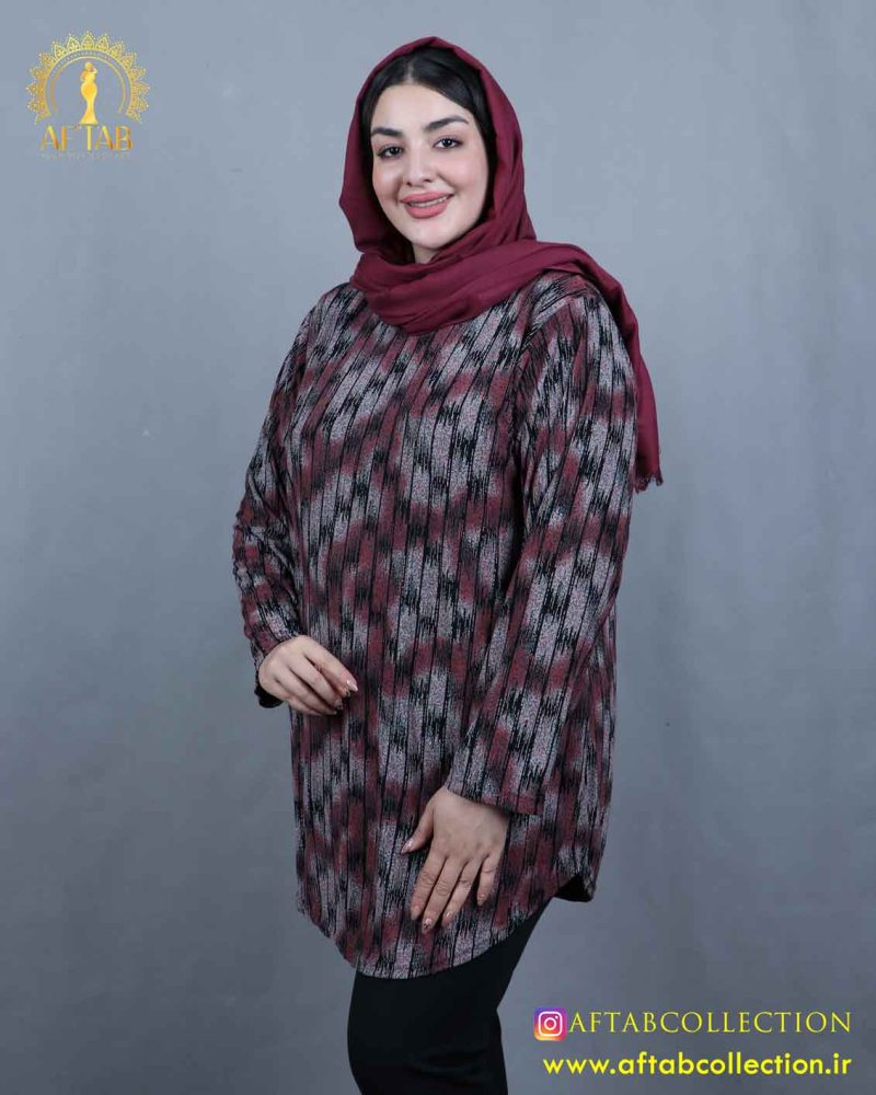 تونیک ملانژ طرحدار سایزبزرگ