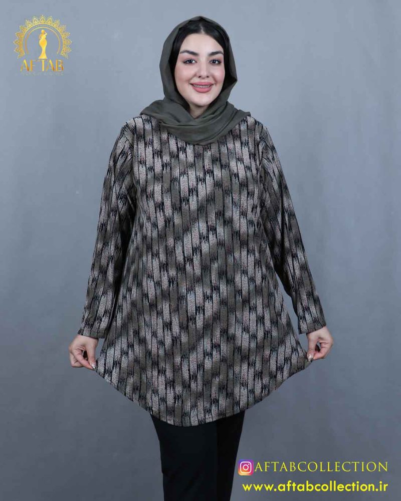 تونیک ملانژ طرحدار سایزبزرگ