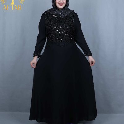 پیراهن مجلسی ریسه ای خشتی سایزبزرگ