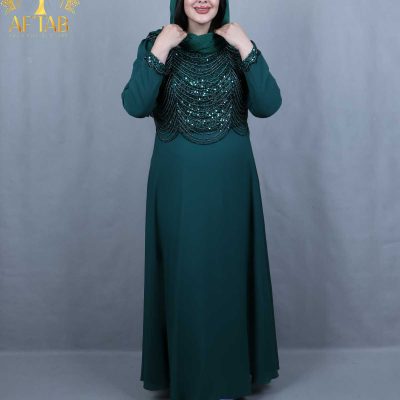 پیراهن مجلسی ریسه ای خشتی سایزبزرگ