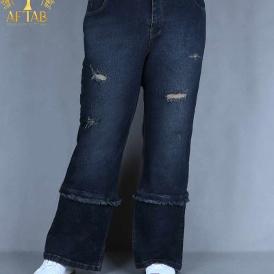 شلوار جین واید زیپدار سایزبزرگ