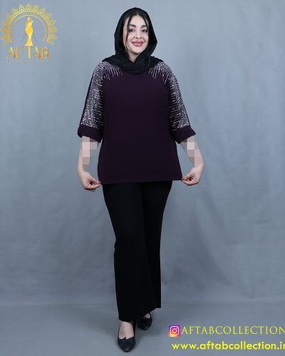 شومیز جودون سر شانه نگین سایزبزرگ