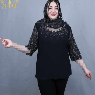 شومیز جودون آستین حریر برش دار سایزبزرگ