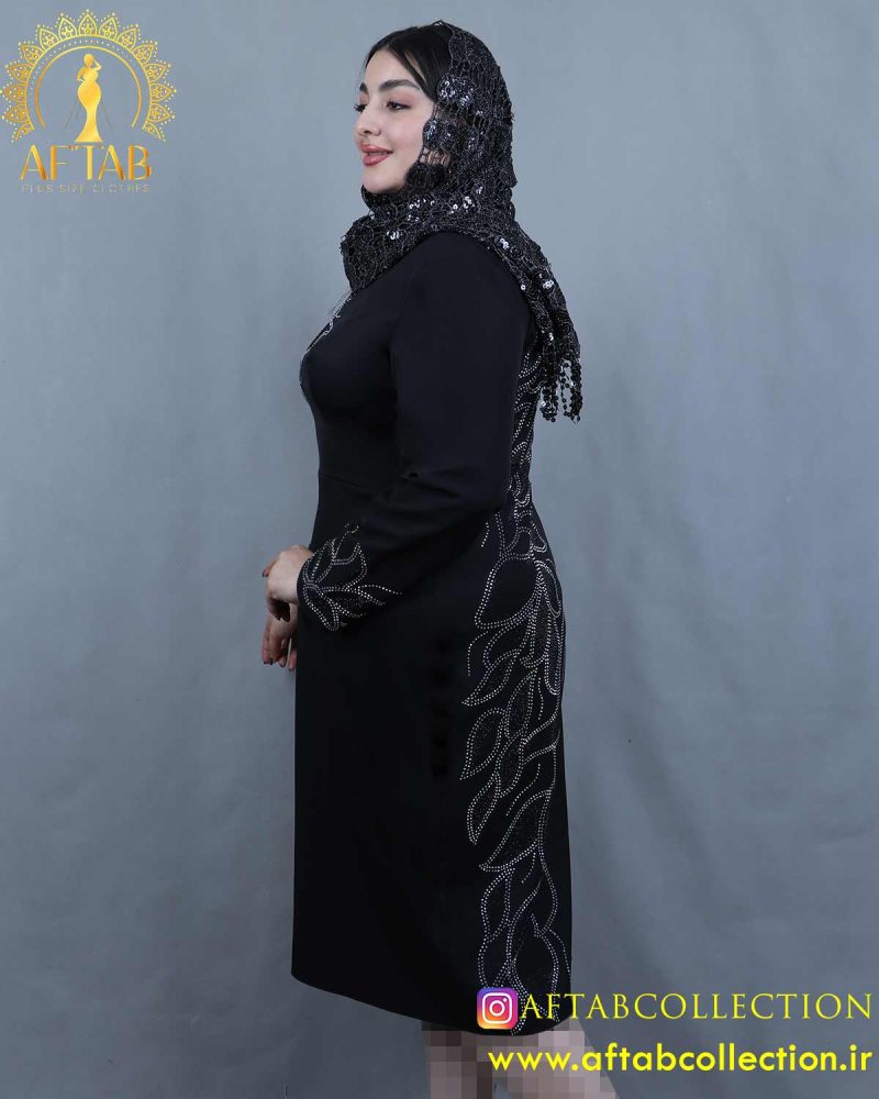 پیراهن مجلسی میدی نگین لاله سایزبزرگ