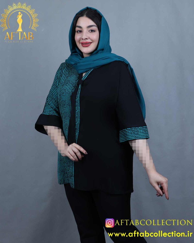 شومیز الیزا کراواتی طرحدار سایزبزرگ