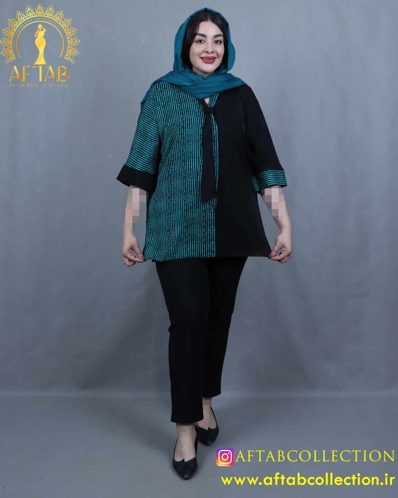 شومیز الیزا کراواتی طرحدار سایزبزرگ