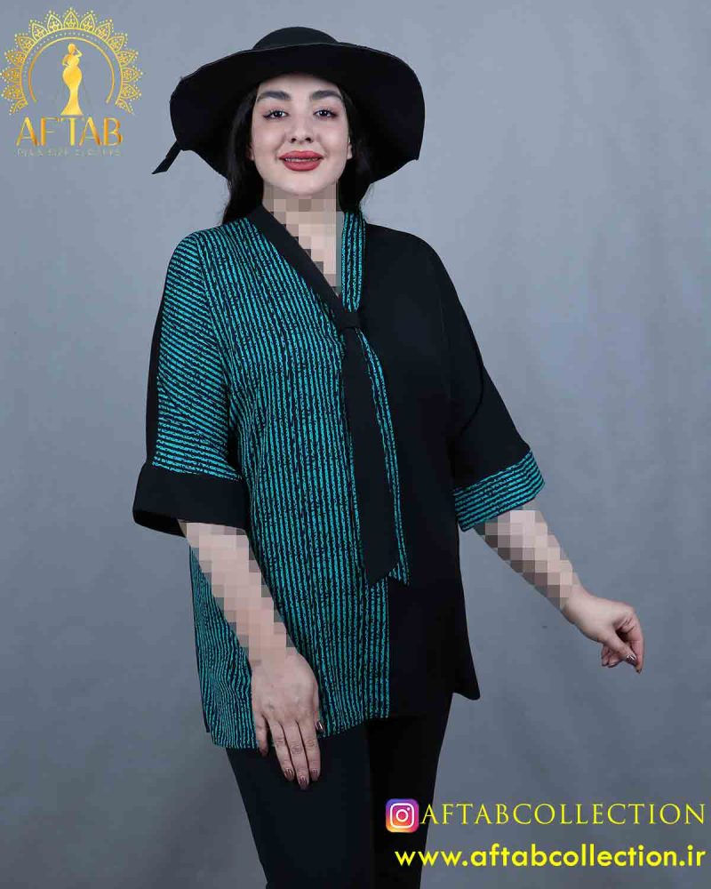 شومیز الیزا کراواتی طرحدار سایزبزرگ