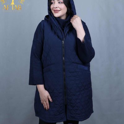 پافر بلند بغل دکمه سایزبزرگ سورمه ای