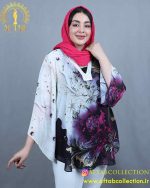 شومیز حریر طرحدار یقه مروارید سایزبزرگ 6232 - Image 6