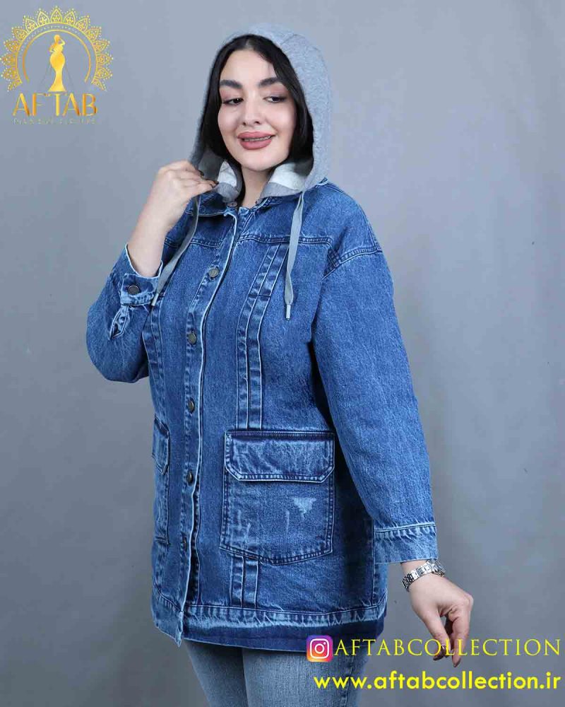 مانتو جین کلاه دار سایزبزرگ