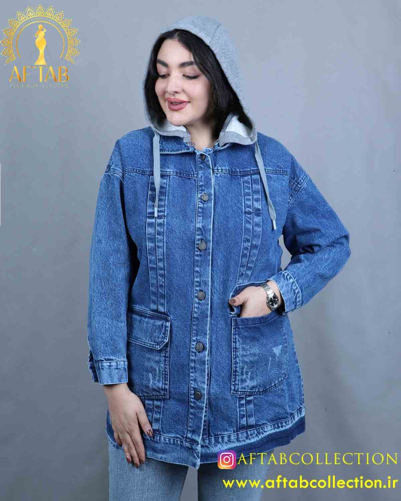 مانتو جین کلاه دار سایزبزرگ