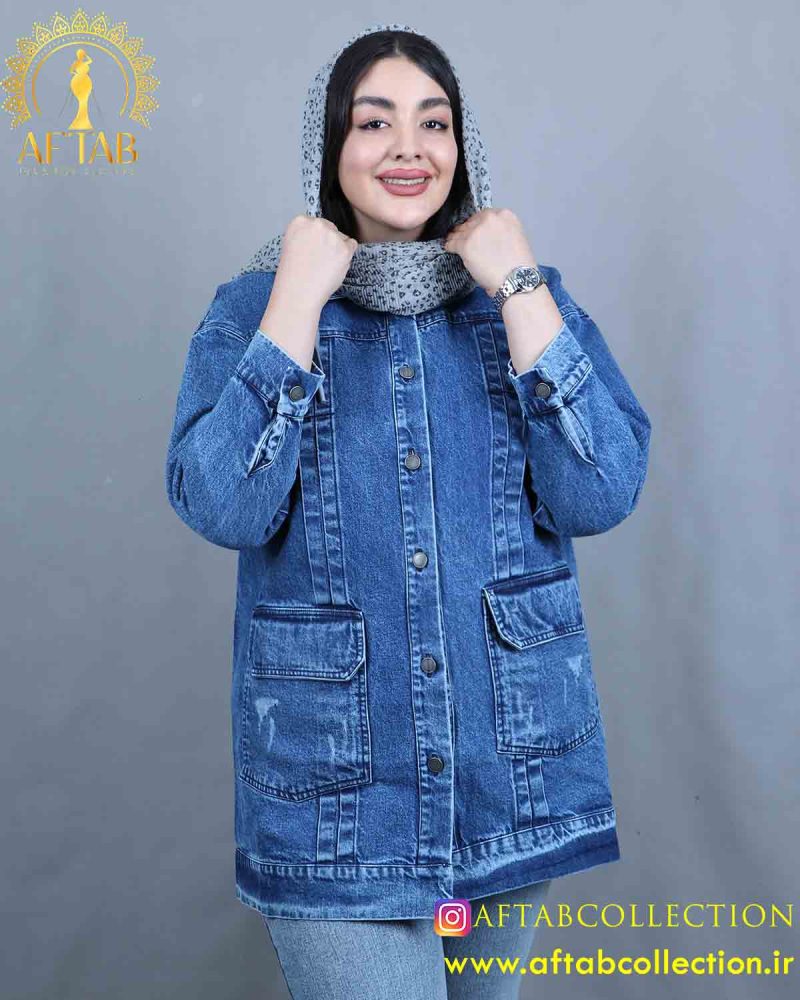 مانتو جین کلاه دار سایزبزرگ
