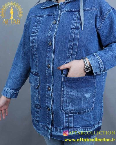 مانتو جین کلاه دار سایزبزرگ