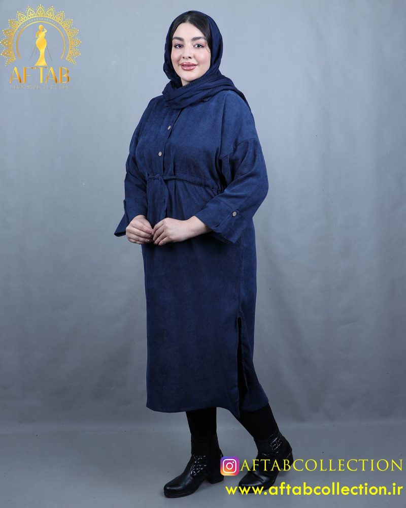 مانتو کفتان مخمل کبریتی سایزبزرگ