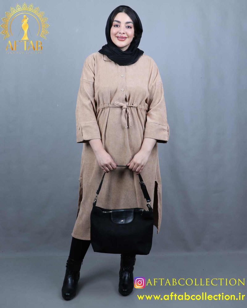مانتو کفتان مخمل کبریتی سایزبزرگ