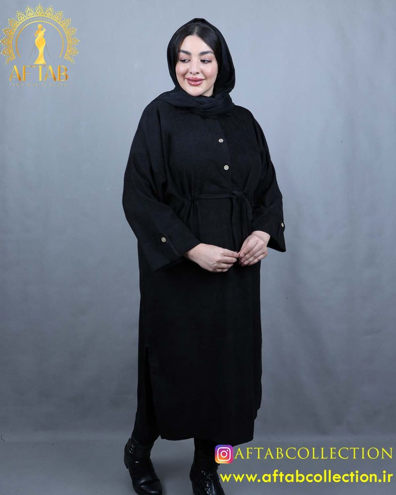 مانتو کفتان مخمل کبریتی سایزبزرگ