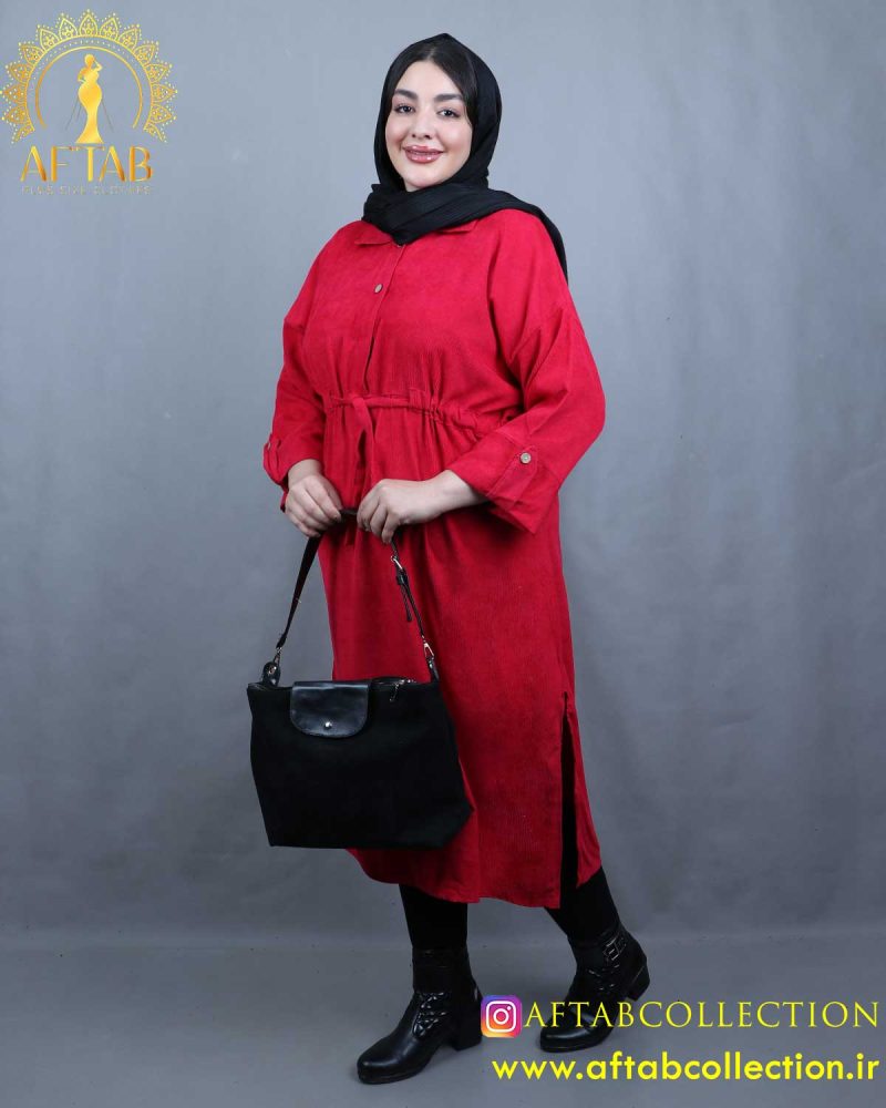 مانتو کفتان مخمل کبریتی سایزبزرگ