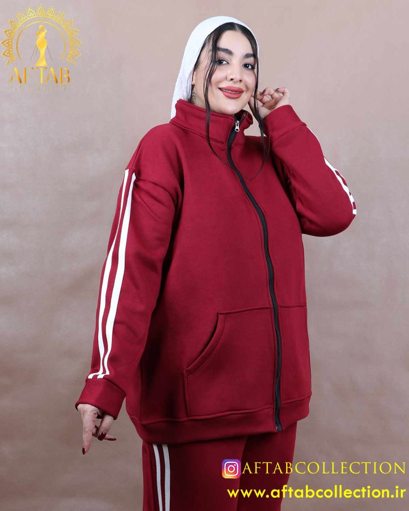 ست سوییشرت و شلوار دو خط سایزبزرگ گرم