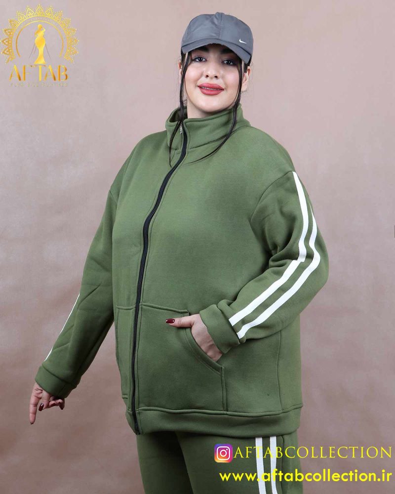 ست سوییشرت و شلوار دو خط سایزبزرگ زمستانی