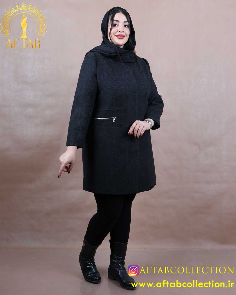 پالتو یقه گرد زیپی سایزبزرگ