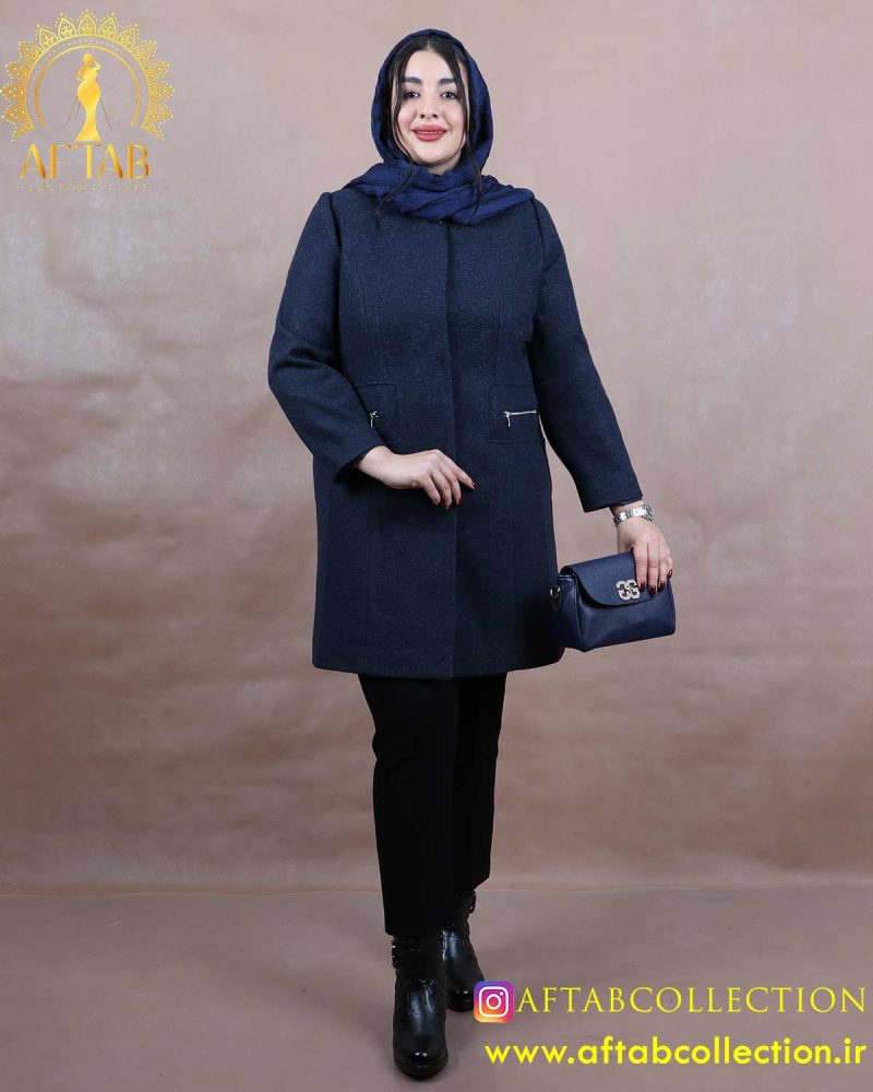 پالتو یقه گرد زیپی سایزبزرگ