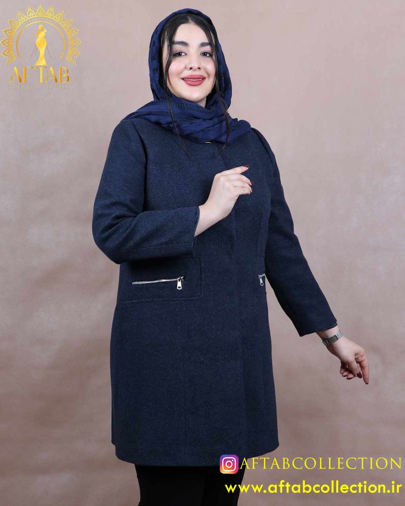 پالتو یقه گرد زیپی سایزبزرگ