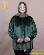 شومیز مخمل دکمه دار سایزبزرگ سبز