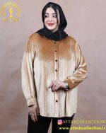 شومیز مخمل دکمه دار سایزبزرگ کرم