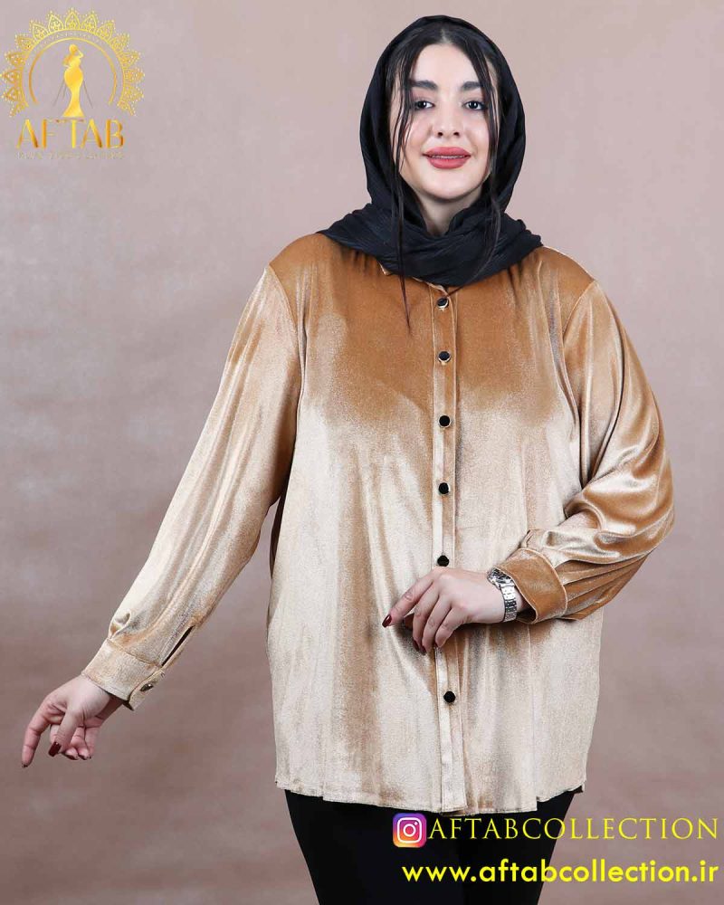شومیز مخمل دکمه دار سایزبزرگ نرم