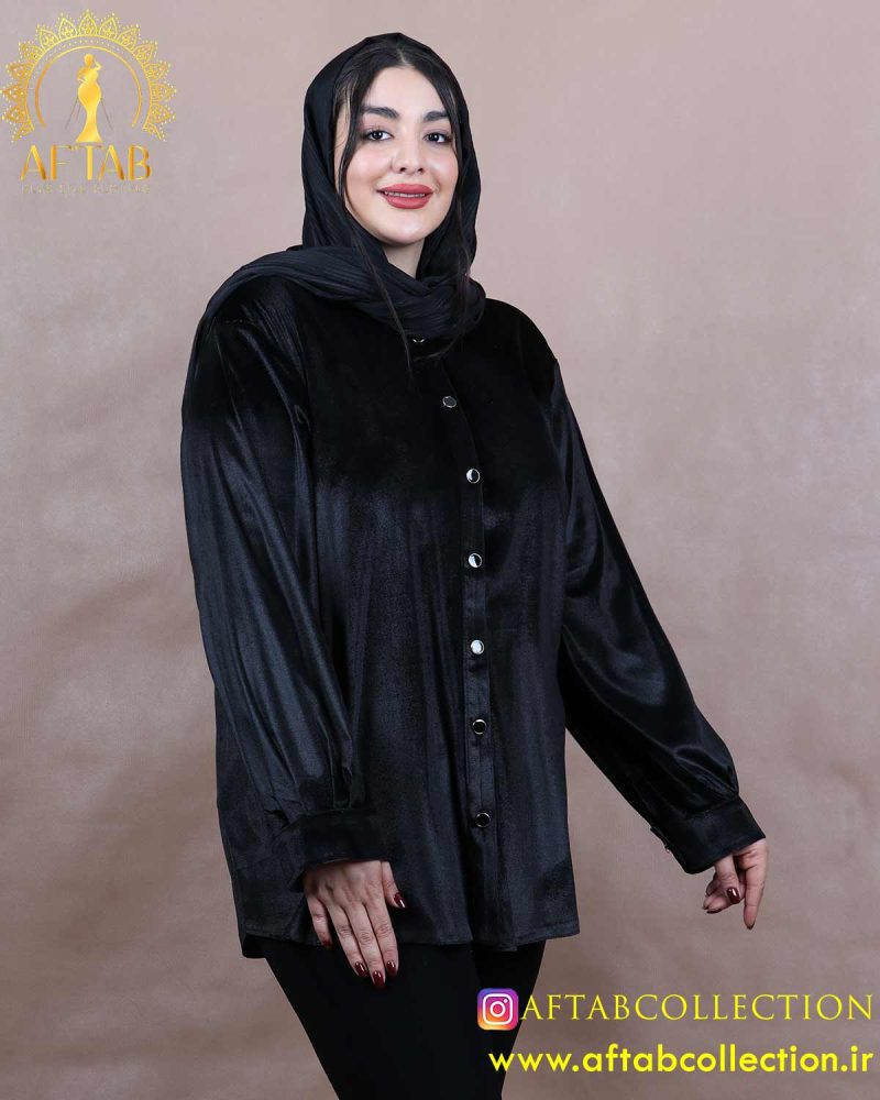 شومیز مخمل دکمه دار سایزبزرگ راحت