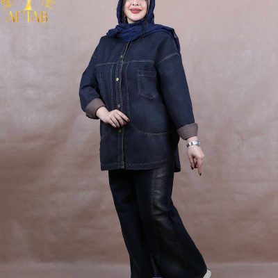 مانتو جین دالبری سورمه ای سایزبزرگ