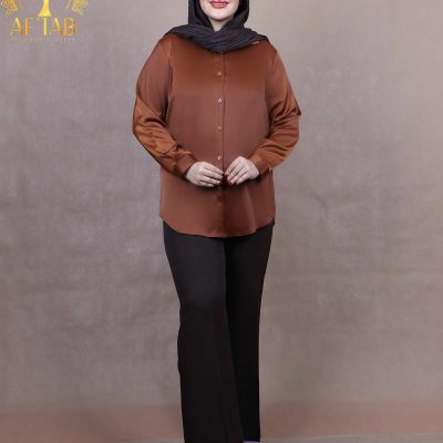 شومیز ساتن یقه مردانه سایزبزرگ