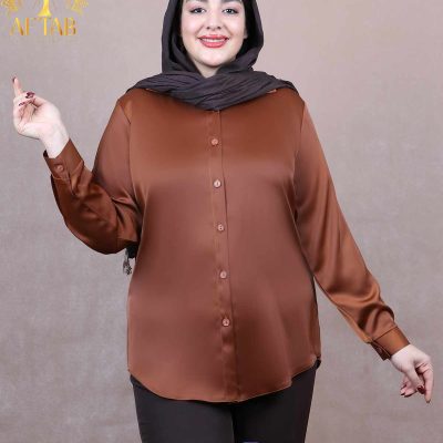 شومیز ساتن یقه مردانه سایزبزرگ