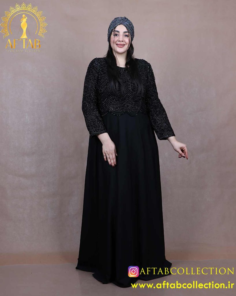 پیراهن مجلسی کرپ کش ریسه ای سایزبزرگ