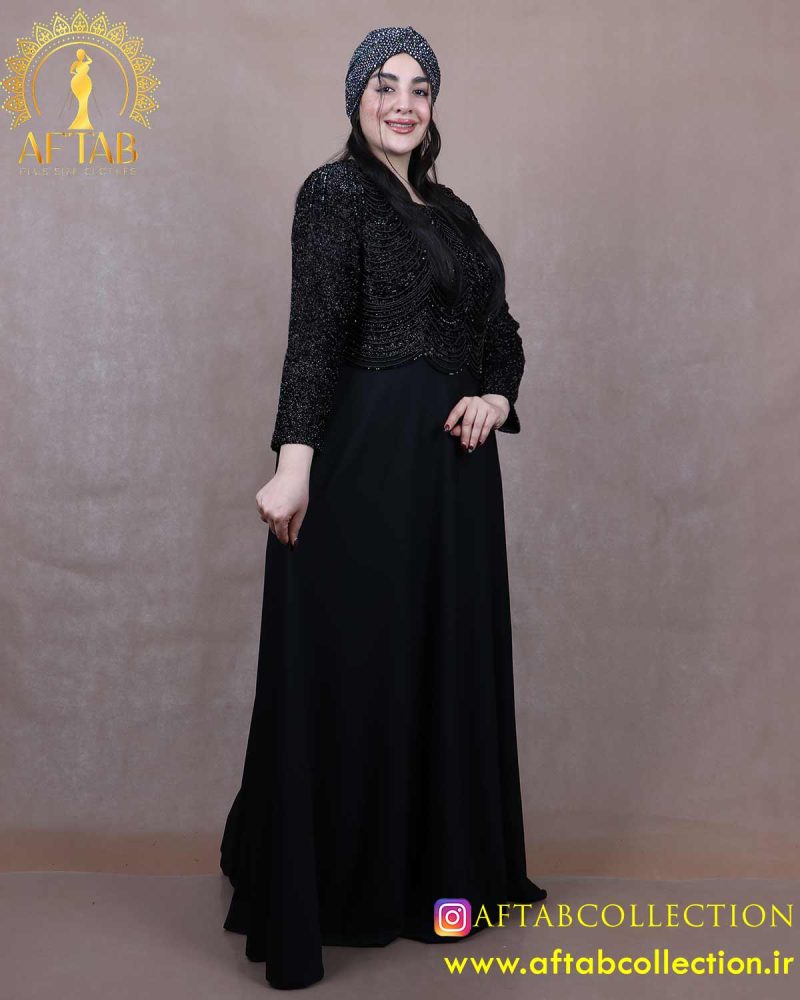 پیراهن مجلسی کرپ کش ریسه ای سایزبزرگ1