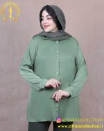 شومیز ساتن جلو دکمه سایزبزرگ