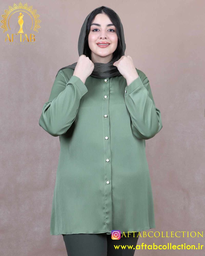 شومیز ساتن جلو دکمه سایزبزرگ