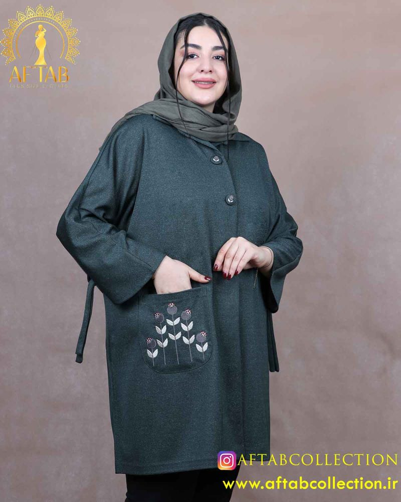 مانتو گلدوزی ملانژ فری سایز سایزبزرگ