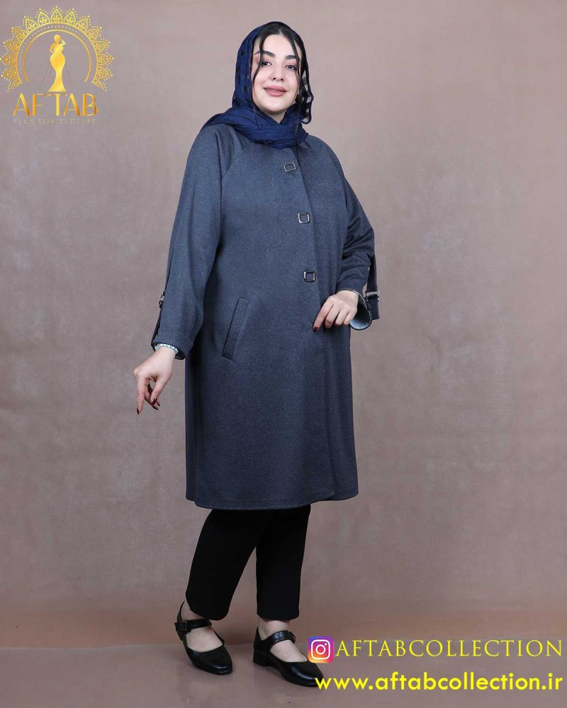 مانتو ملانژ سه دکمه فلزی سایزبزرگ
