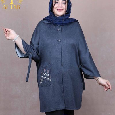 مانتو گلدوزی ملانژ فری سایز سایزبزرگ