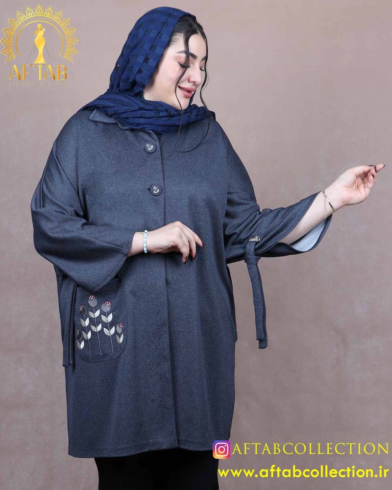 مانتو گلدوزی ملانژ فری سایز سایزبزرگ