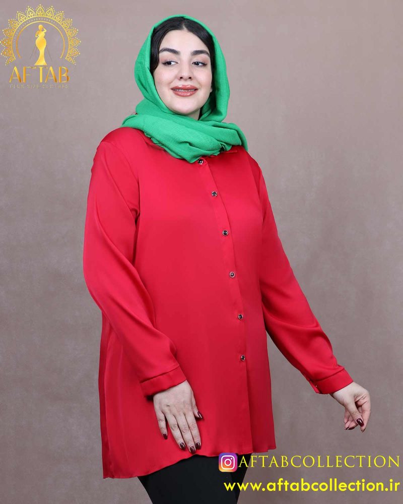 شومیز ساتن جلو دکمه سایزبزرگ