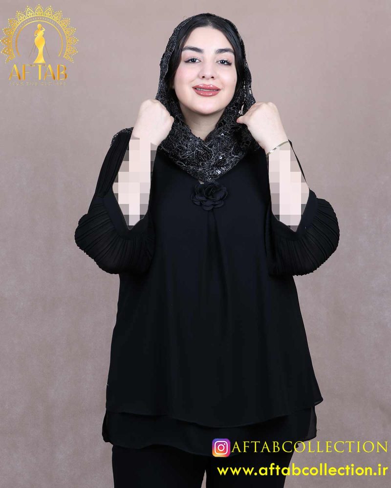 شومیز حریر آستین پلیسه سایزبزرگ