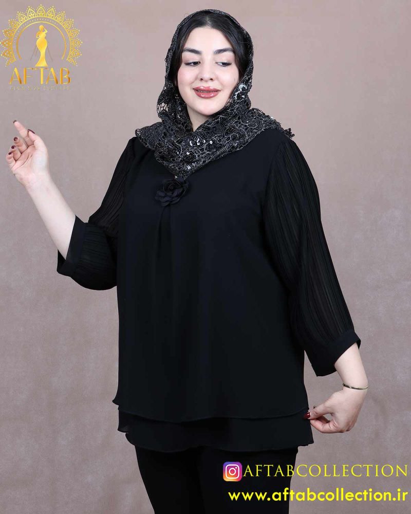 شومیز حریر آستین پلیسه سایزبزرگ